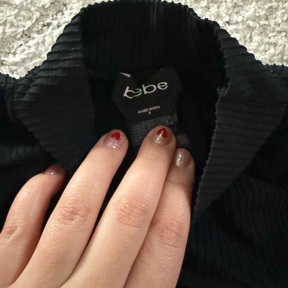 Bebe Black Ribbed Knit Top - Picture 2 of 2